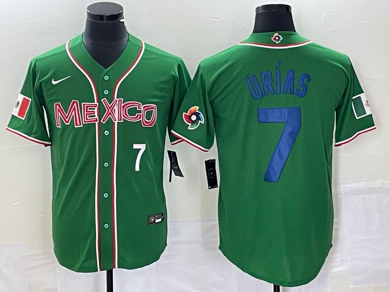 Men 2023 World Cub Mexico #7 Urias Green blue Nike MLB Jersey8